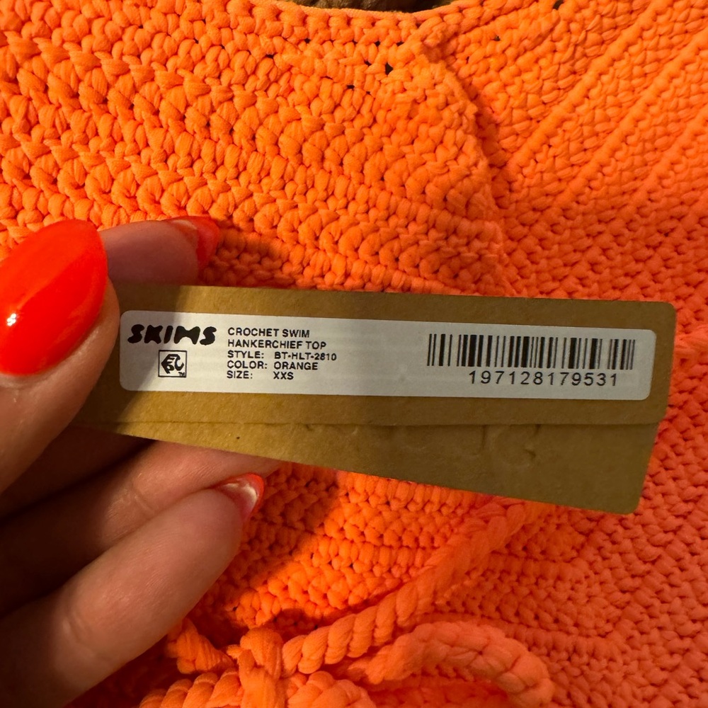 SKIMS Crochet Swim Handkerchief Top - Neon Orange - Picture 6 of 6